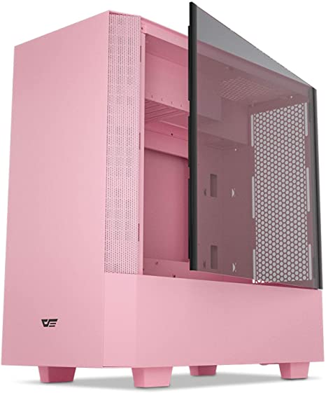 darkFlash V22 Pink ATX Micro ATX Mini ITX M-ATX Computer Case Tower with Magnetic Design Wide Open Door Opening Swing Type Tempered Glass Side Panel w/Vertical Graphics Card Installation