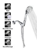 A-FlowTM 5 Function Luxury 4 Handheld Shower Head System  ABS Material with Chrome Finish  60 Flexible Hose Mount Holder Included  Enjoy an Invigorating and Luxurious Spa-like Experience