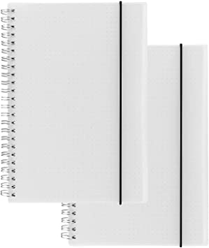 Transparent Hardcover A5 Size Notebook WINSAFE 80 sheets/160 Pages-2 Per Pack, 8.27inX5.67in (Dot Grid)