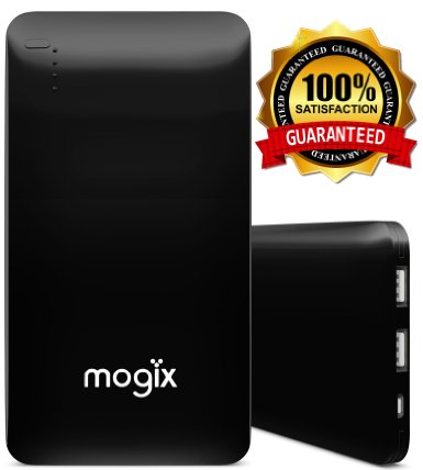 Mogix Accessories 10400mAh External Battery Charger with Dual USB Port for Smart Phones, Black