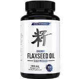 Organic Cold Pressed Flaxseed Oil Softgels for Maximum Heart Health - Potent Source of Omega 3 Essential Fatty Acids For Healthy Hair Skin and Nails - Each Flax Seed Softgel Is Loaded With 1000mg of Omega 3-6-9 - 100 Money Back Guarantee