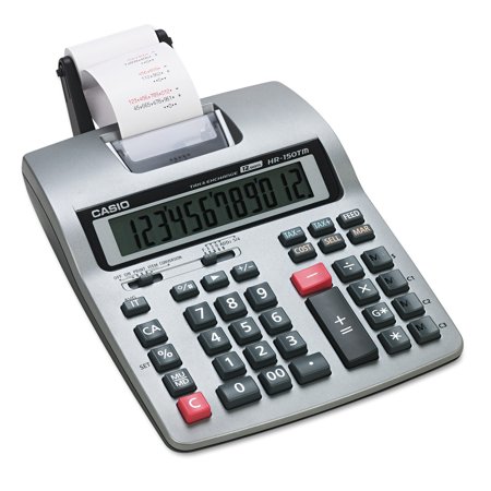 Casio HR-150TM Two-Color Printing Calculator, Black/Red Print, 2.4 Lines/Sec