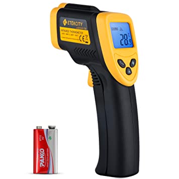 Etekcity Non-Contact Infrared (IR) Thermometer ETC-8380 U.S. FDA/FCC/CE Approved; -58~716 F/-50~380°C Instant-read Digital Temperature Gun w/ Laser Sight, Backlit LCD, Battery included(18.5 x 9.9 x 3.6 cm ).