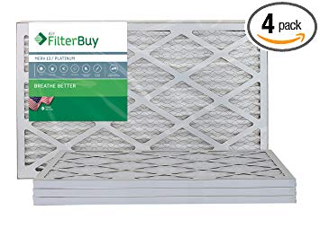 FilterBuy 10x20x1 MERV 13 Pleated AC Furnace Air Filter, (Pack of 4 Filters), 10x20x1 – Platinum