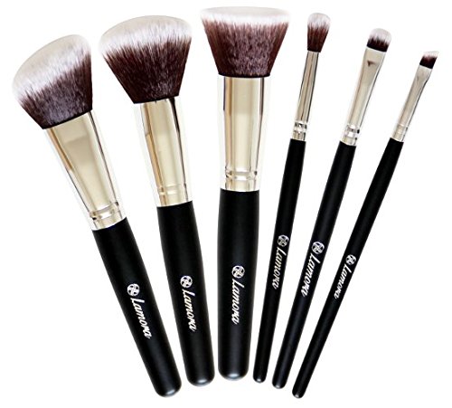 Travel Makeup Brush Set - Professional Kit with 6 Essential Face and Eye Makeup Brushes - Kabuki Eyeshadow Powder Foundation Blush - Synthetic Bristles of Premium Quality for Airbrushed Finish - Available in White and Black