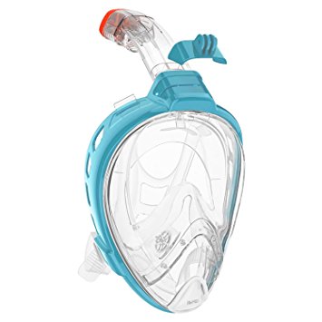 AKASO Full Face Snorkel Mask, Gopro Compatible, Panoramic 180 View, Anti-Fog Anti-Leak Easy Breathing Diving Mask
