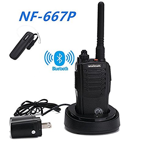 Nanfone Bluetooth Walkie Talkie with Bluetooth Earpiece NF-667 2-5KM Long Range Two Way Radio 5W for Car, Restaurants, Truck, Office, Hiking, Cruise