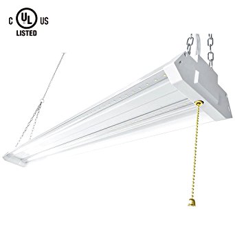 BWL 4ft Led Shop Light, Aluminum, White, 42 Watt 4500 Lumen, With Pull On/Off. Hanging Hardware (chain) Included.Energy Star ,UL/cUL Listed