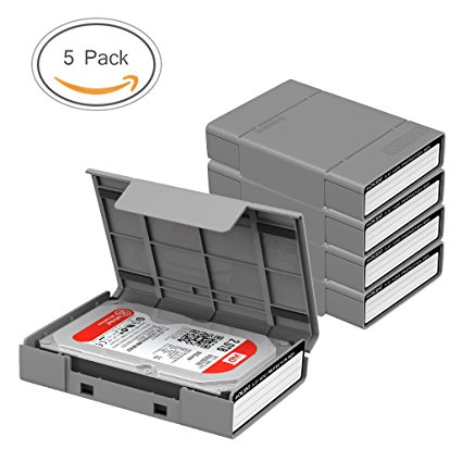 QICENT External Hard Drive Case Box for 3.5 Inch HDD Protection Storage - 5 Pack