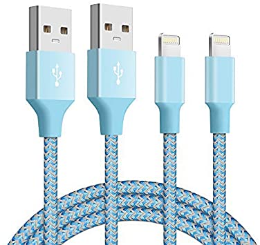 Marchpower iPhone Charger Cable, 2 Pack 2m Reflective Braided iPhone Cable MFi Certified Lightning to USB Cable Lead for iPhone 11 XS Max X XR 8 8 Plus 7 7 Plus 6 6S 6 Plus 5S SE iPod iPad - Blue