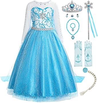 ReliBeauty Little Girls Snow Princess Fancy Dress Queen Costume with Accessories