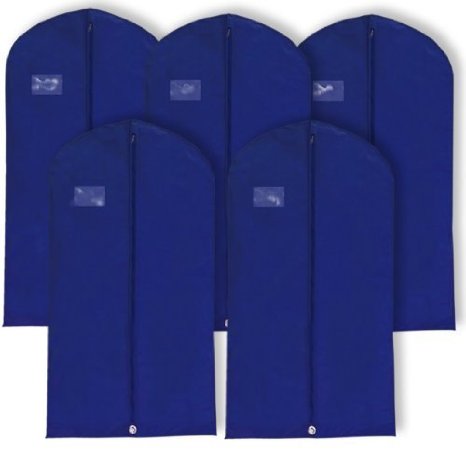 Hangerworld Pack of 5 Navy Blue Breathable Suit Garment Clothes Cover Bags - 40