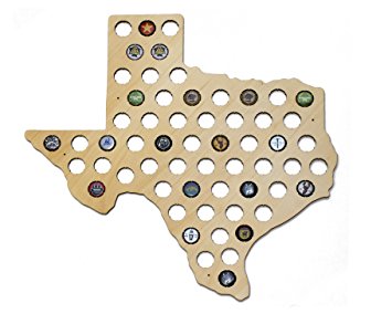 Texas Beer Cap Map - Holds Craft Beer Bottle Caps