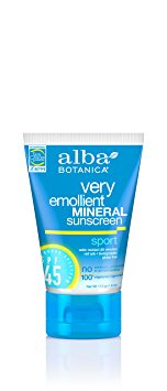 Alba Botanica Very Emollient  Sport Mineral Sunscreen SPF 45-4 oz