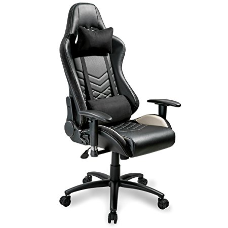 Merax Executive Gaming Chair PU Leather and Fabric Racing chair Ergonomic Design Office Chair with Adjustable Armrests