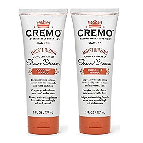 Cremo Moisturizing Shave Cream, Astonishingly Superior Shaving Cream for Women, Coconut Mango, 6 ounce (2 Pack)